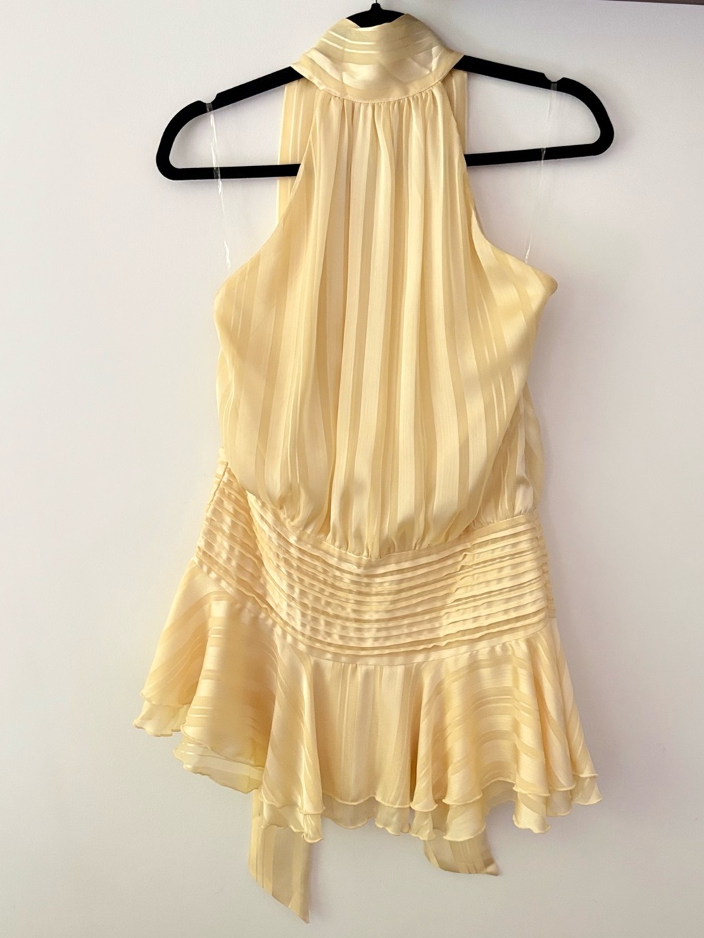 NWOT Peppermayo Willow Chiffon Halter Mini Dress - Butter Yellow - Picture 3 of 4